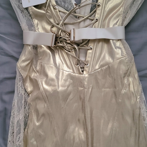 NWT Honey Birdette Marilyn Ivory Gold Vintage Look Dress 34D Small - Picture 11 of 11